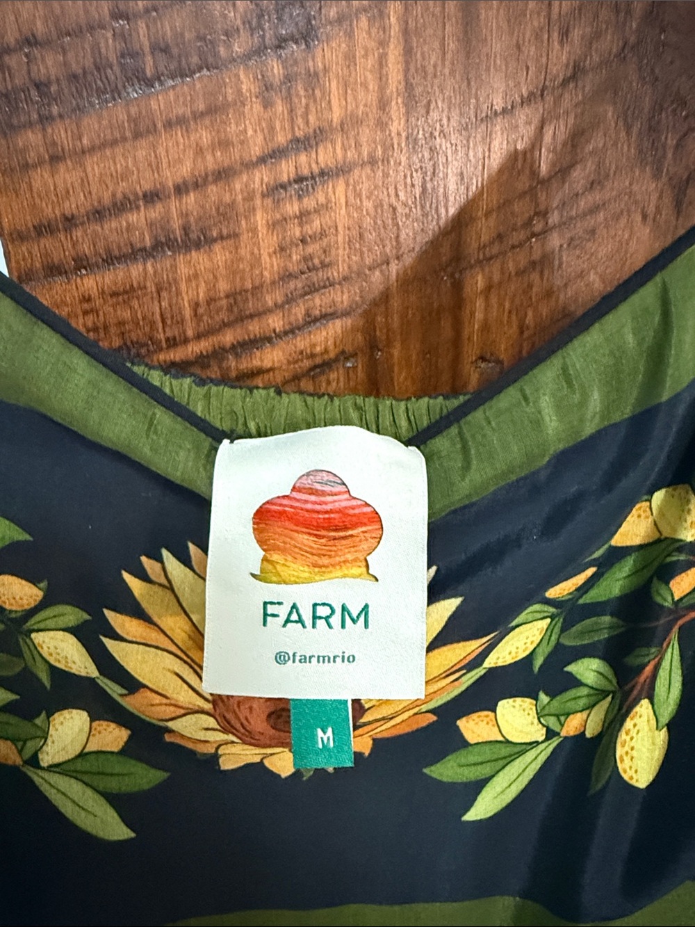FARM Rio Black Maxi Dress with Green Border and Sunflower Motif - Picture 2 of 5